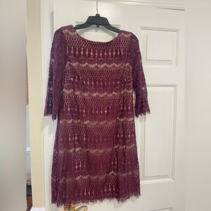 Elegant Burgundy Lace Dress